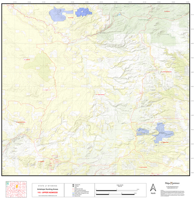 2025 Wyoming Hunt Map – Antelope Area 115 (Upper Nowood) Preview 1