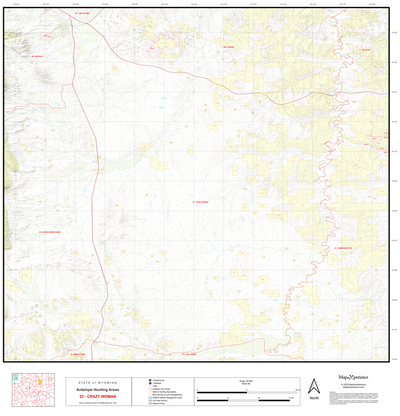 2025 Wyoming Hunt Map – Antelope Area 22 (Crazy Woman) Preview 1
