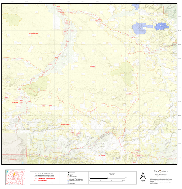 2025 Wyoming Hunt Map – Antelope Area 76 (Copper Mountain) by Map the ...