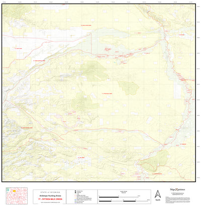 2025 Wyoming Hunt Map – Antelope Area 77 (Fifteen Mile Creek) Preview 1