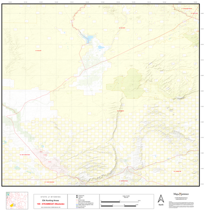 2025 Wyoming Hunt Map – Elk Area 100 (Steamboat Western) Preview 1