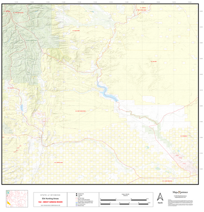 2025 Wyoming Hunt Map – Elk Area 102 (West Green River) Preview 1