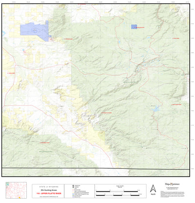 2025 Wyoming Hunt Map – Elk Area 110 (Upper Platte River) Preview 1