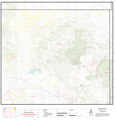 2025 Wyoming Hunt Map – Elk Area 116 (North Black Hills) Preview 1