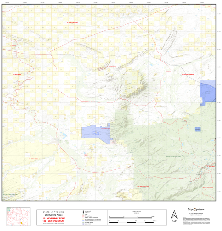 2025 Wyoming Hunt Map – Elk Area 12 by Map the Xperience | Avenza Maps
