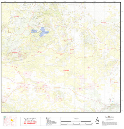 2025 Wyoming Hunt Map – Elk Area 120 (Buffalo Creek) Preview 1