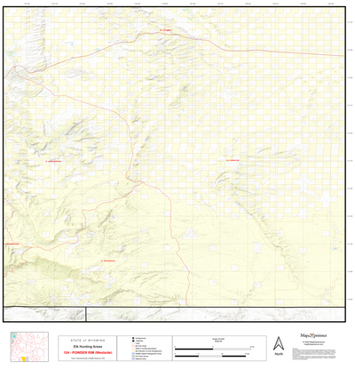 2025 Wyoming Hunt Map – Elk Area 124 (Powder Rim Western) Preview 1