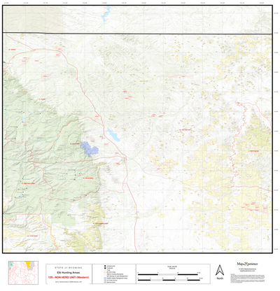 2025 Wyoming Hunt Map – Elk Area 129 (Non-Herd Unit Western) Preview 1