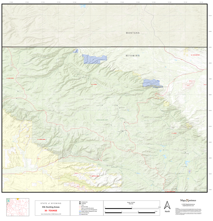 2025 Wyoming Hunt Map – Elk Area 38 by Map the Xperience | Avenza Maps