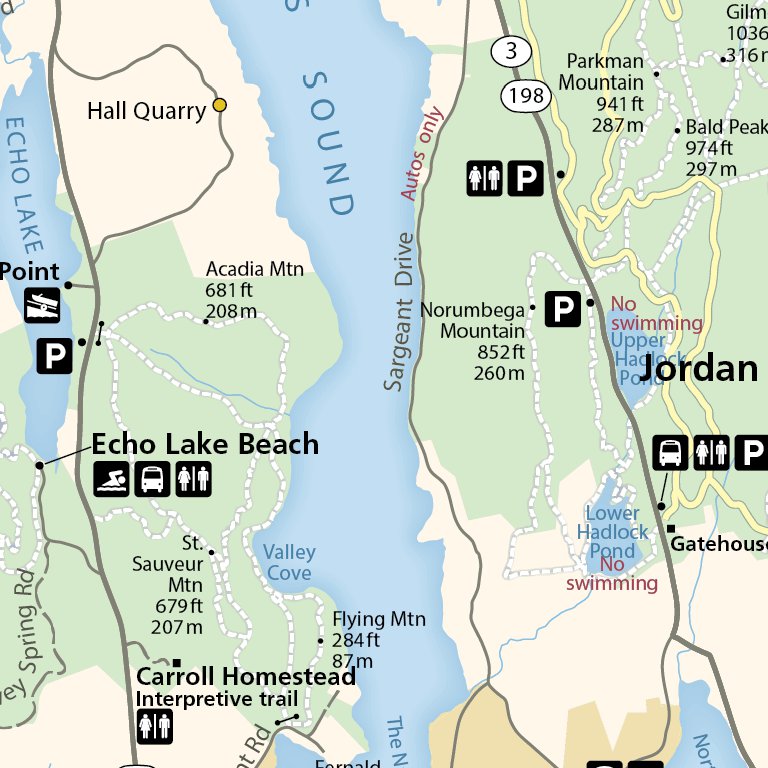 Arcadia National Park - NPS Map - Hike Maine by Map the Xperience ...