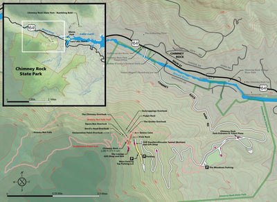 Map the Xperience Chimney Rock State Park - Hike North Carolina - Bike North Carolina digital map