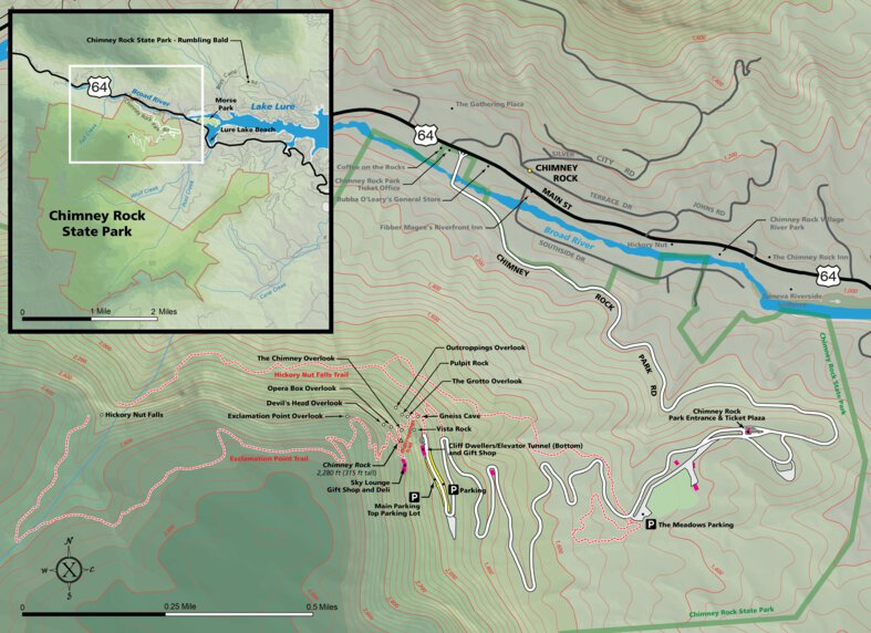 Chimney Rock State Park - Hike North Carolina - Bike North Carolina Map 