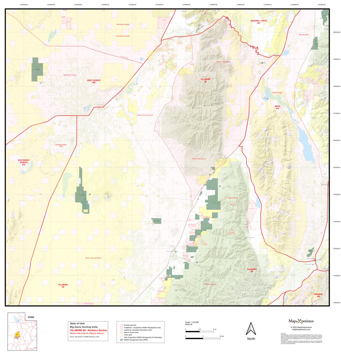2025 Utah Hunt Map - Fillmore / Oak Creek, North by Map the Xperience ...