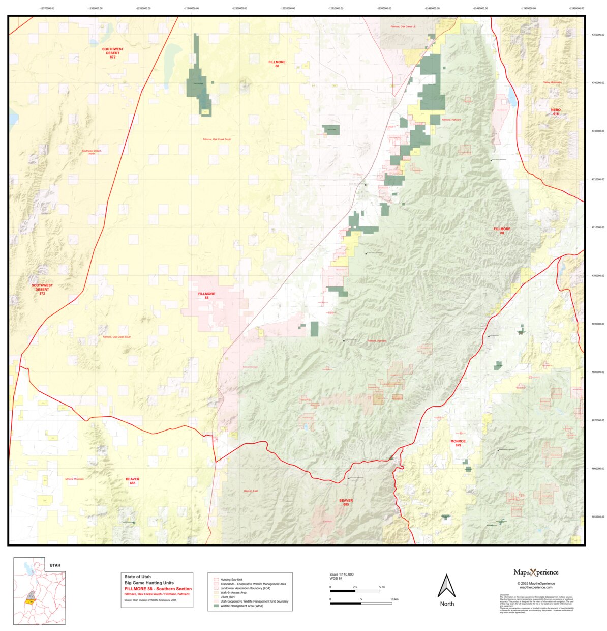 2025 Utah Hunt Map - Fillmore / Oak Creek, South by Map the Xperience ...