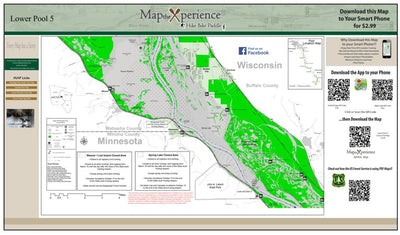 Map the Xperience Lower Mississippi River Pool 5 - Canoe Wisconsin - Canoe Minnesota digital map