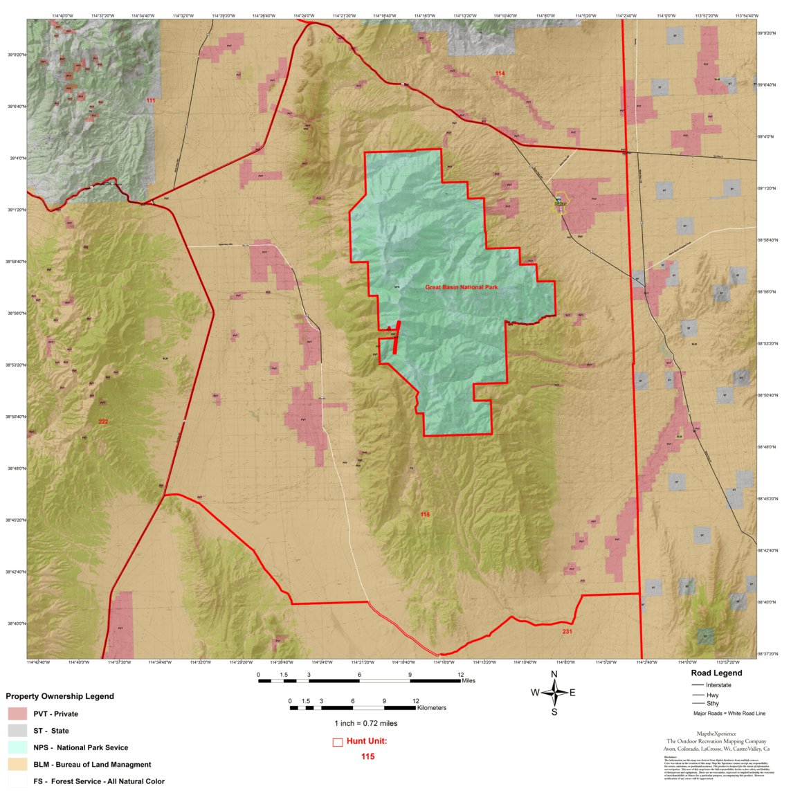 Nevada Hunt Unit 115 - Hunt Nevada Map by Map the Xperience | Avenza Maps