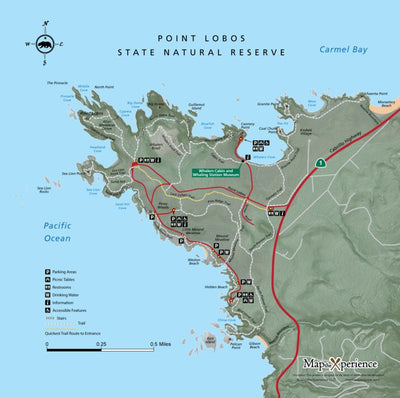 Map the Xperience Point Lobos State Natural Preserve - Hike California - Bike California digital map