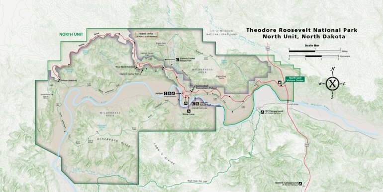 Theodore Roosevelt National Park North Unit - Nps Map - Hike North 