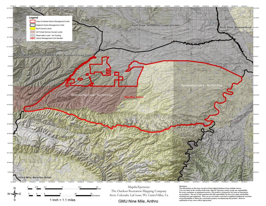 Utah DWR Nine MileAnthro Hunt Utah Map by Map the Xperience Avenza