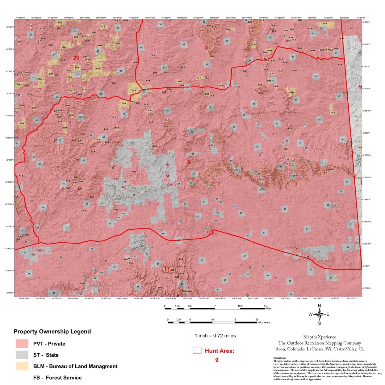 Wyoming Antelope Hunt Area 9 Hunt Wyoming map by Map the Xperience