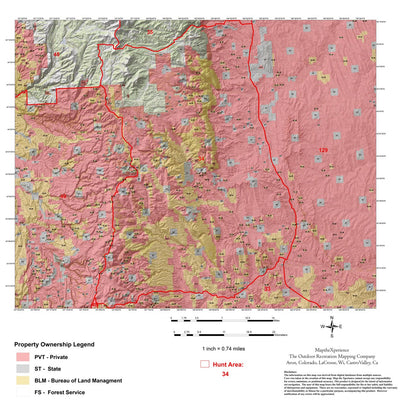 Map the Xperience Wyoming Elk Hunt Area 34 - Hunt Wyoming digital map