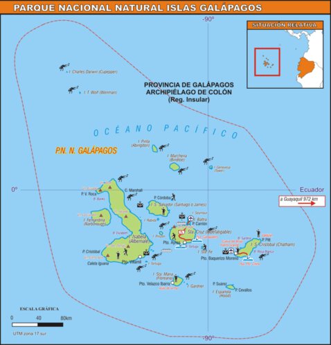 Mapa de las Islas Galapagos Map by MAPAS ARGENGUIDE De Latinbaires ...