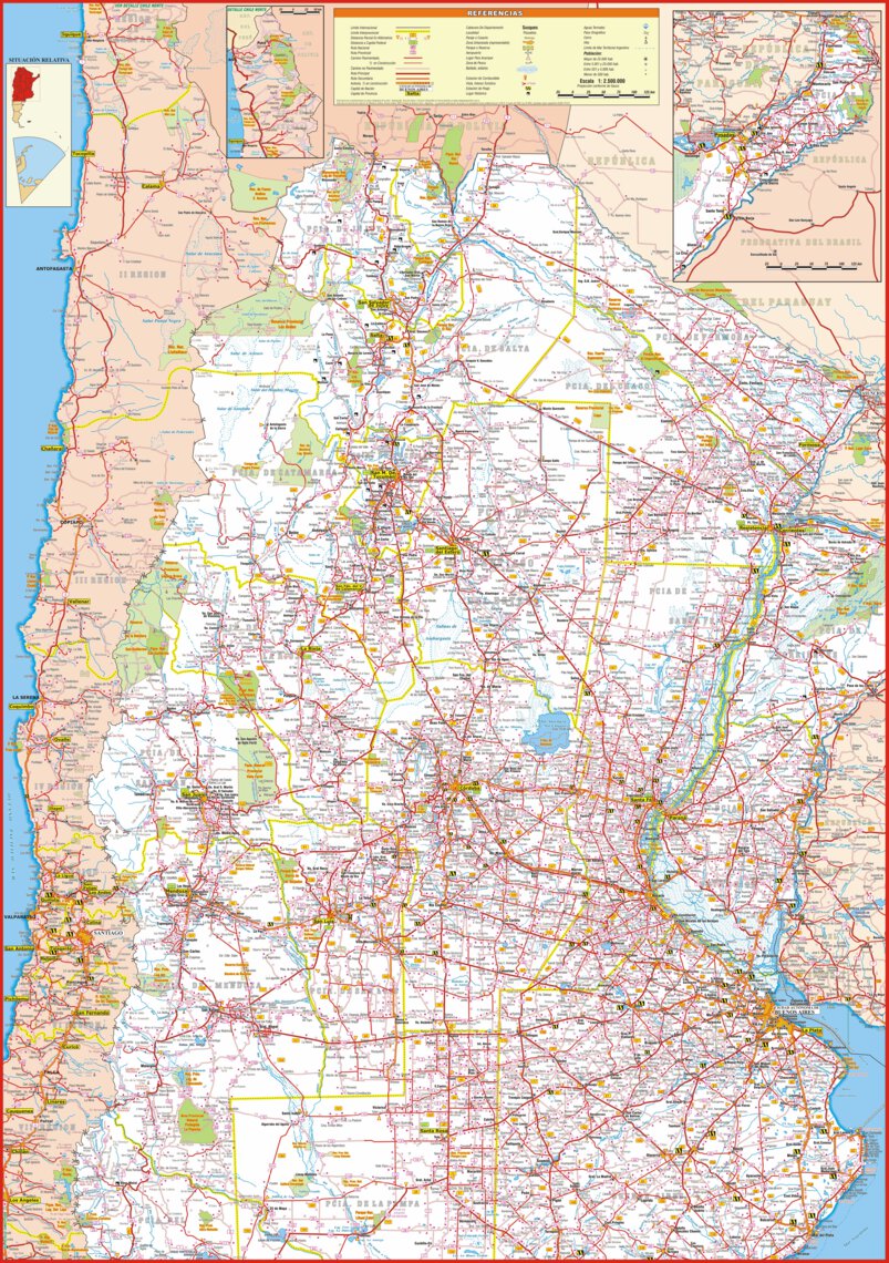 Mapa de Rutas y Caminos de Argentina Norte Map by MAPAS ARGENGUIDE De ...