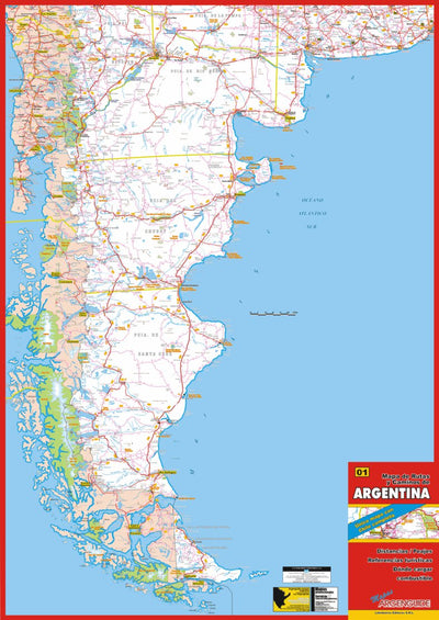 MAPAS ARGENGUIDE De Latinbaires Editores srl Mapa de Rutas y Caminos de Argentina Sur digital map