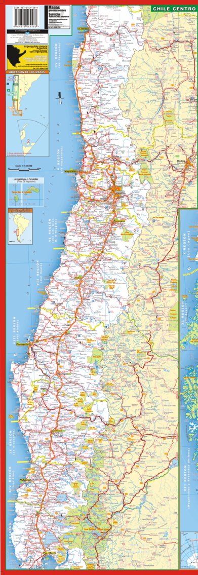 MAPAS ARGENGUIDE De Latinbaires Editores srl Mapa de Rutas y Caminos de Chile - Zona Centro digital map