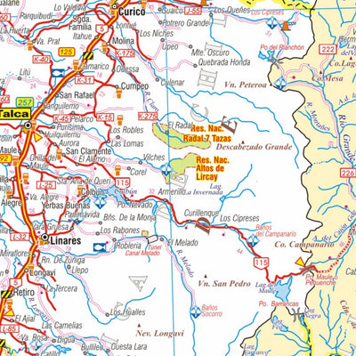 MAPAS ARGENGUIDE De Latinbaires Editores srl Mapa de Rutas y Caminos de Chile - Zona Centro digital map