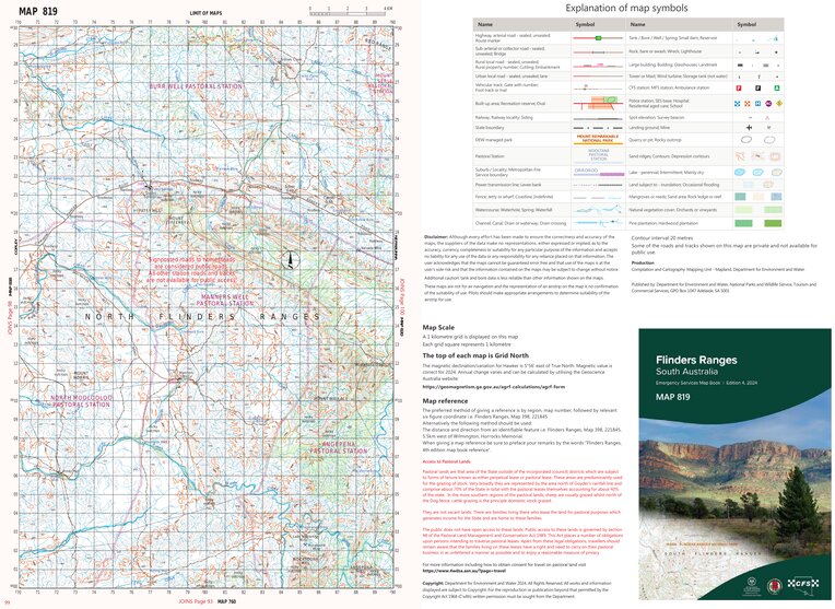 Fsga Range Control Map Flinders Ranges Map 819 by Mapland - Department for Environment and ...