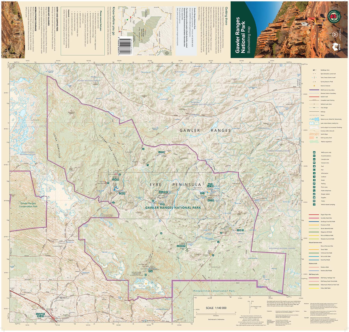 Map Of Native Ranges Gawler Ranges National Park Main Bushwalking Map by Mapland ...