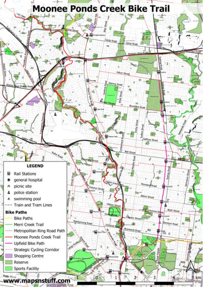 mapsnstuff Moonee Ponds Creek Trail digital map