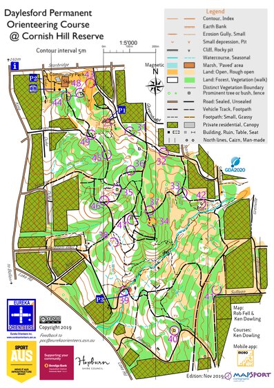 MapSport Cartographic Daylesford Orienteering Courses on Cornish Hill digital map