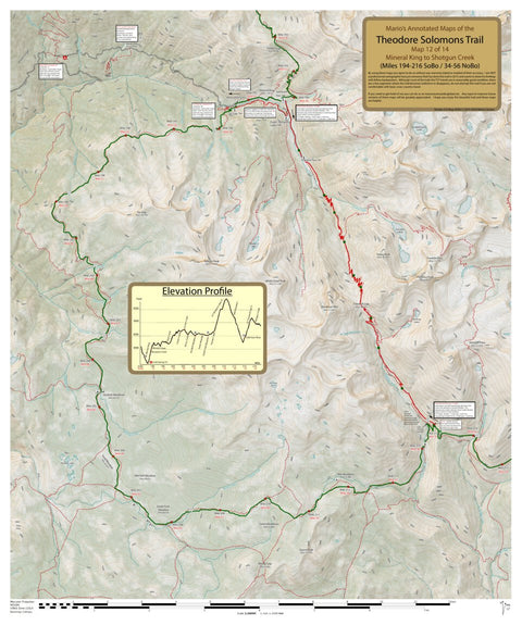 Mario Caceres TST - Map 12 of 14:: Mineral King to Shotgun Creek (Miles 195 - 216) digital map