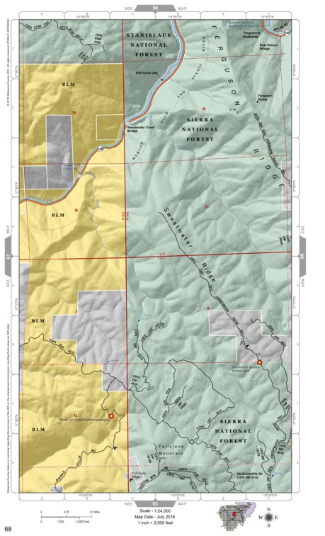 Mariposa County Mariposa Road Atlas Grid Page #068 digital map