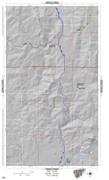 Mariposa County Mariposa Road Atlas Grid Page #126 digital map