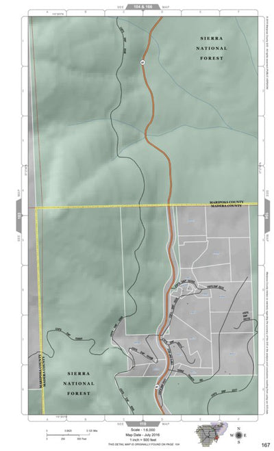 Mariposa County Mariposa Road Atlas Grid Page #167 digital map