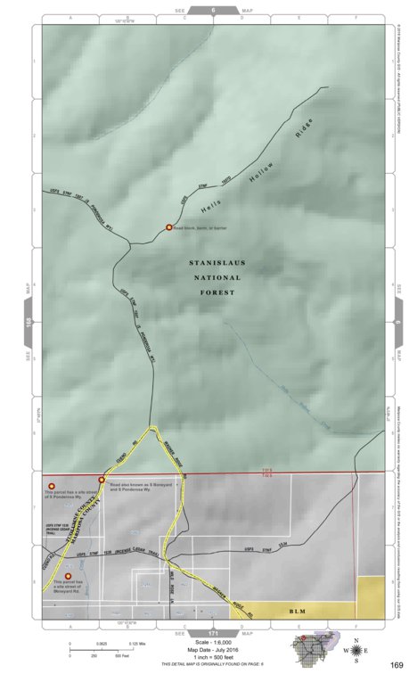 Mariposa County Mariposa Road Atlas Grid Page #169 digital map