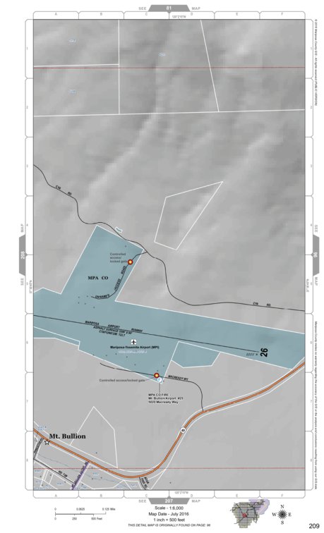 Mariposa County Mariposa Road Atlas Grid Page #209 digital map