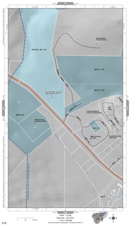 Mariposa County Mariposa Road Atlas Grid Page #214 digital map