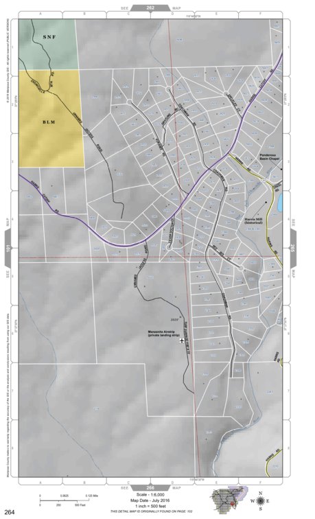 Mariposa County Mariposa Road Atlas Grid Page #264 digital map