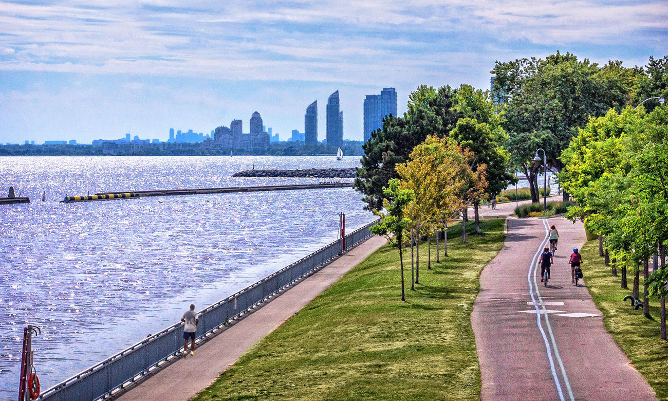 People biking along the Martin Goodman trail