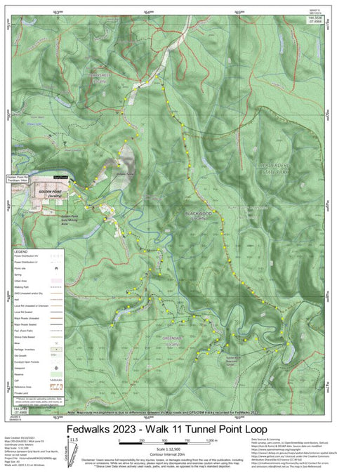 Martin Norris FedWalks 2023 Walk 11 Tunnel Point Loop digital map