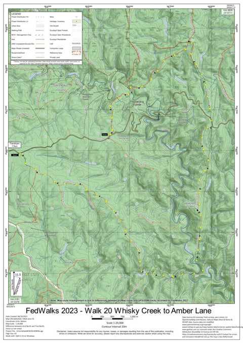 Martin Norris FedWalks 2023 Walk 20 Whisky Creek to Amber Lane Circuit digital map