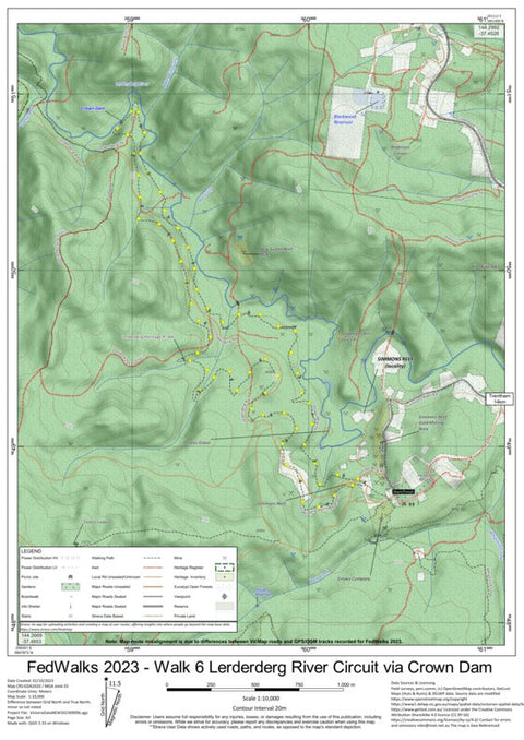 Martin Norris FedWalks 2023 Walk 6 Lerderderg River Circuit via Crown Dam digital map