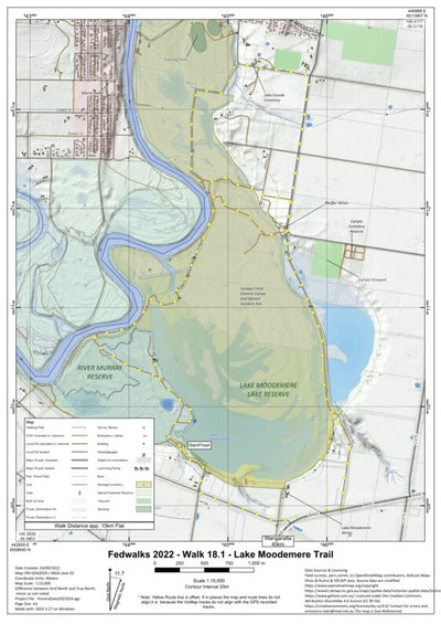 Martin Norris FedWalks2022 - Walk18.1 Map1/2- Lake Moodemere digital map