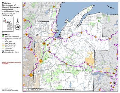 MI DNR Baraga County Snowmobile Trails digital map