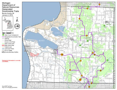 MI DNR Benzie County Snowmobile Trails digital map