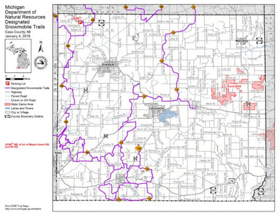 MI DNR Cass County Snowmobile Trails digital map